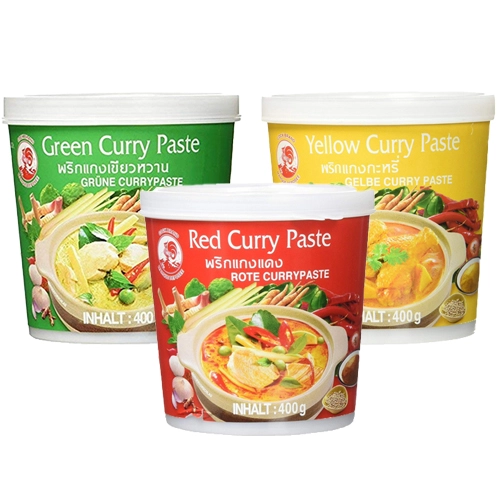 Cock Brand - Currypaste (Gelb/Grün/Rot) - 3x 400g