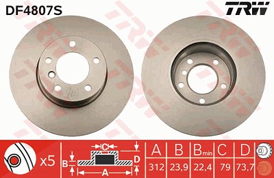 TRW Bremsscheibe DF4807S Bremsscheiben,Scheibenbremsen BMW,3 Touring (E91),3 Limousine (E90),1 Schrägheck (F20),3 Touring (F31),3 Coupe (E92)