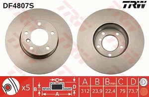 TRW Bremsscheibe DF4807S Bremsscheiben,Scheibenbremsen BMW,3 Touring (E91),3 Limousine (E90),1 Schrägheck (F20),3 Touring (F31),3 Coupe (E92)