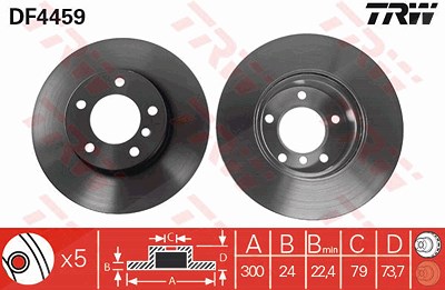 TRW Bremsscheibe DF4459 Bremsscheiben,Scheibenbremsen BMW,3 Touring (E91),3 Limousine (E90),1 Schrägheck (E87),3 Coupe (E92),1 Schrägheck (E81)