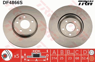 TRW Bremsscheibe DF4866S Bremsscheiben,Scheibenbremsen AUDI,A4 Avant (8K5, B8),A4 Limousine (8K2, B8),A5 Sportback (8TA),A5 Coupe (8T3)