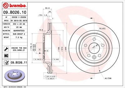 BREMBO Bremsscheibe 09.B026.11 Bremsscheiben,Scheibenbremsen VOLVO,XC60 (156)