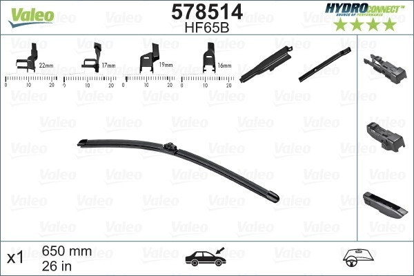 VALEO Scheibenwischer 578514 Wischblatt,Wischerblätter MERCEDES-BENZ,OPEL,FORD,VIANO (W639),VITO Bus (W639),VITO / MIXTO Kasten (W639)