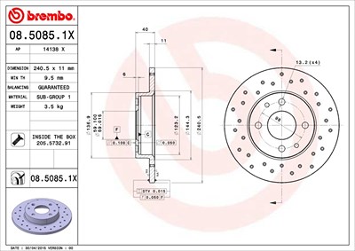 BREMBO Bremsscheibe 08.5085.1X Bremsscheiben,Scheibenbremsen FORD,FIAT,ALFA ROMEO,KA (RU8),PANDA (169),500 (312),PUNTO (188),500 C (312)