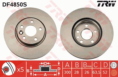 TRW Bremsscheibe DF4850S Bremsscheiben,Scheibenbremsen FORD,VOLVO,LAND ROVER,MONDEO IV Turnier (BA7),S-MAX (WA6),GALAXY (WA6),MONDEO IV (BA7)