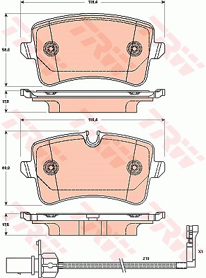 TRW Bremsbelagsatz GDB1902 Bremsbeläge,Bremsklötze AUDI,PORSCHE,A4 Avant (8K5, B8),A6 Avant (4G5, 4GD, C7),Q5 (8RB),A4 Limousine (8K2, B8)