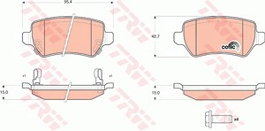 TRW Bremsbelagsatz GDB1515 Bremsbeläge,Bremsklötze OPEL,KIA,CHEVROLET,Corsa C Schrägheck (X01),ZAFIRA B (A05),Meriva A (X03),Astra H Caravan (A04)