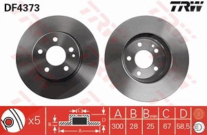 TRW Bremsscheibe DF4373 Bremsscheiben,Scheibenbremsen MERCEDES-BENZ,VIANO (W639),VITO Bus (W639),VITO / MIXTO Kasten (W639),V-Klasse (W447)