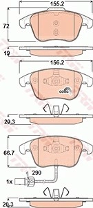 TRW Bremsbelagsatz GDB1814 Bremsbeläge,Bremsklötze AUDI,A4 Avant (8K5, B8),A4 Limousine (8K2, B8),A5 Sportback (8TA),A5 Coupe (8T3)