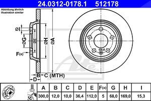 ATE Bremsscheibe 24.0312-0178.1 Bremsscheiben,Scheibenbremsen AUDI,A4 Avant (8K5, B8),A6 Avant (4G5, 4GD, C7),Q5 (8RB),A4 Limousine (8K2, B8)