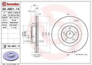 BREMBO Bremsscheibe 09.A921.11 Bremsscheiben,Scheibenbremsen TOYOTA,SUBARU,GT 86 Coupe (ZN6_),FORESTER (SG),FORESTER (SH),IMPREZA Stufenheck (GD)