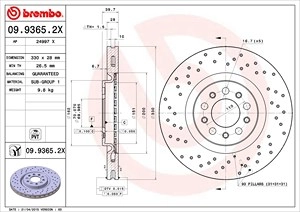 BREMBO Bremsscheibe 09.9365.2X Bremsscheiben,Scheibenbremsen ALFA ROMEO,159 Sportwagon (939),GIULIETTA (940),159 (939),Brera (939_),SPIDER (939)