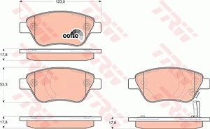 TRW Bremsbelagsatz GDB1700 Bremsbeläge,Bremsklötze OPEL,FIAT,VAUXHALL,Corsa D Schrägheck (S07),Adam (M13),Corsa D Van (S07),PANDA (169)