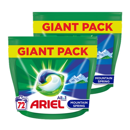 Ariel - All-In-1 Waschmittel Mountain Spring - 2x 72 Pods