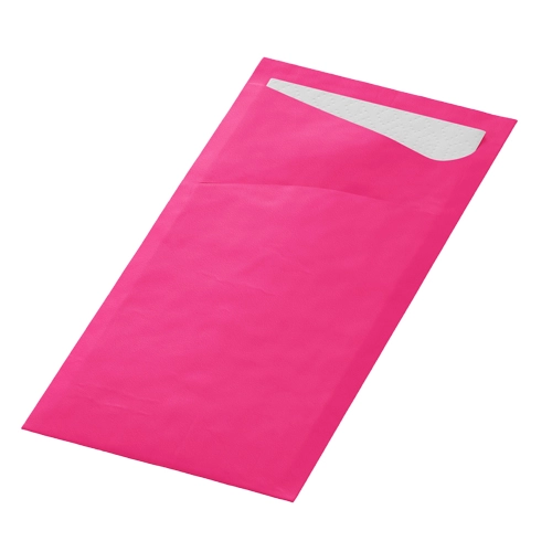 Duni - Sacchetto Fuchsia mit 2-lagiger Serviette Weiß - 100 Stück