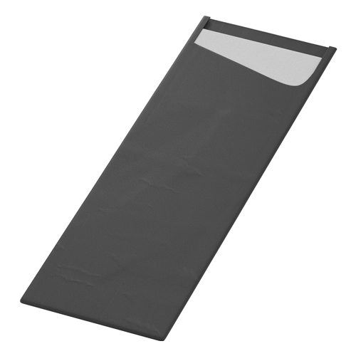 Duni - Sacchetto Slim Schwarz 7 x 23 cm mit Serviette Weiß - 60 Stück
