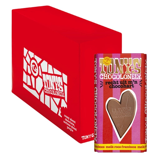 Tony&apos;s Chocolonely - Geschenk Tafel: Direkt aus meinem Schokoladenherzen (Vollmilchschokolade Rose Himbeere) - 15x 180g