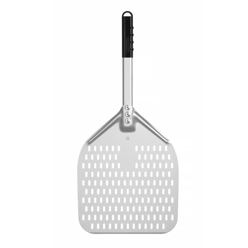Hendi - Pizzaschaufel mit kurzem Griff, quadratisch, perforiert Aluminium - Ø30 x 66cm