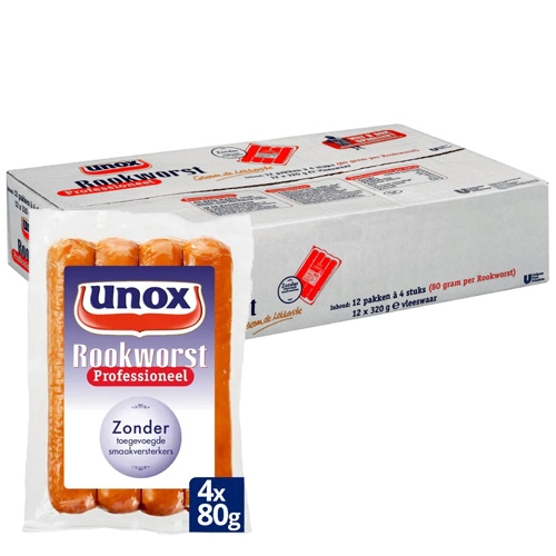 Unox - Rookworst, Gerräucherte Wurst Profi - 12x 4er