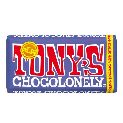 Tony&apos;s Chocolonely - Dunkle Vollmilchschokolade Brezel Toffee - 180g