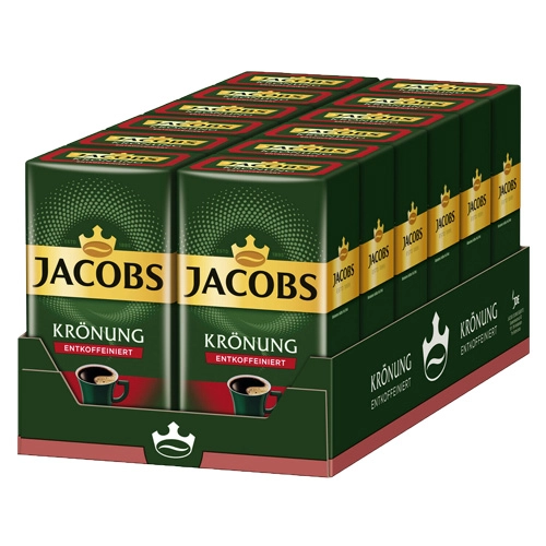 Jacobs - Krönung Entkoffeiniert Gemahlener Kaffee - 12x 500g