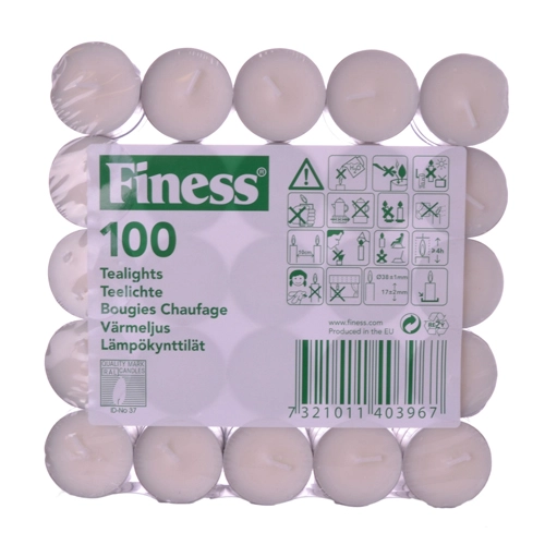 Duni - Finess Teelichte Weiß, Ø 3,9 cm - 100 Stück