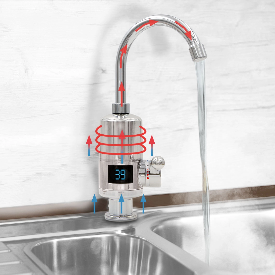Aquadon SmartHeater Fix-Head Wasserhahn mit integriertem Durchlauferhitzer