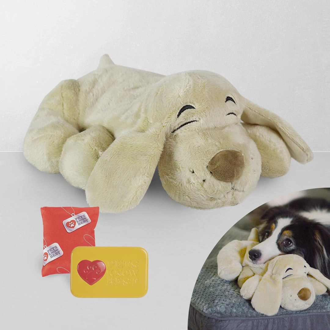Huggie Pup das beruhigende Hunde-Kuscheltier mit Herzschlag & Wärmekissen