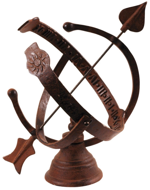 Sonnenuhr Antik-Stil Gusseisen Rostbraun Gartendeko 32cm
