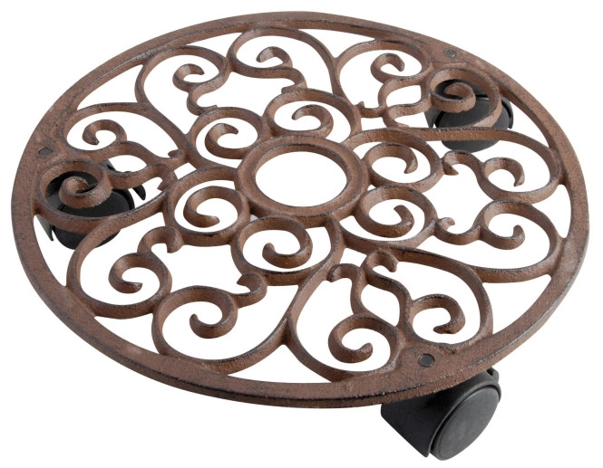 Pflanzenroller Blumentrolley Gusseisen Antik-Braun Blumenroller Pflanzentrolley