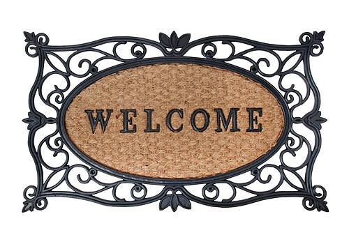 Nostalgische Fussmatte "Welcome" Fussabtreter Gummi / Kokos 45x75cm