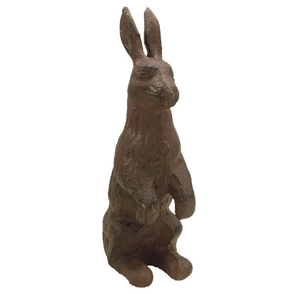 Osterhase Figur Hase Ostern Gusseisen Landhaus Antik-Stil Braun 18cm