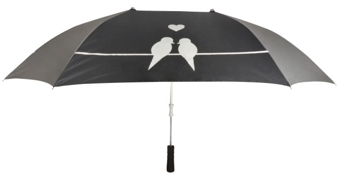 Regenschirm "Turteltauben" Partnerschirm für 2 Personen Schwarz-Weiß