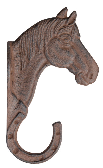 Wandgarderobe Garderobenhaken Pferd Gusseisen Antik-Braun 20cm