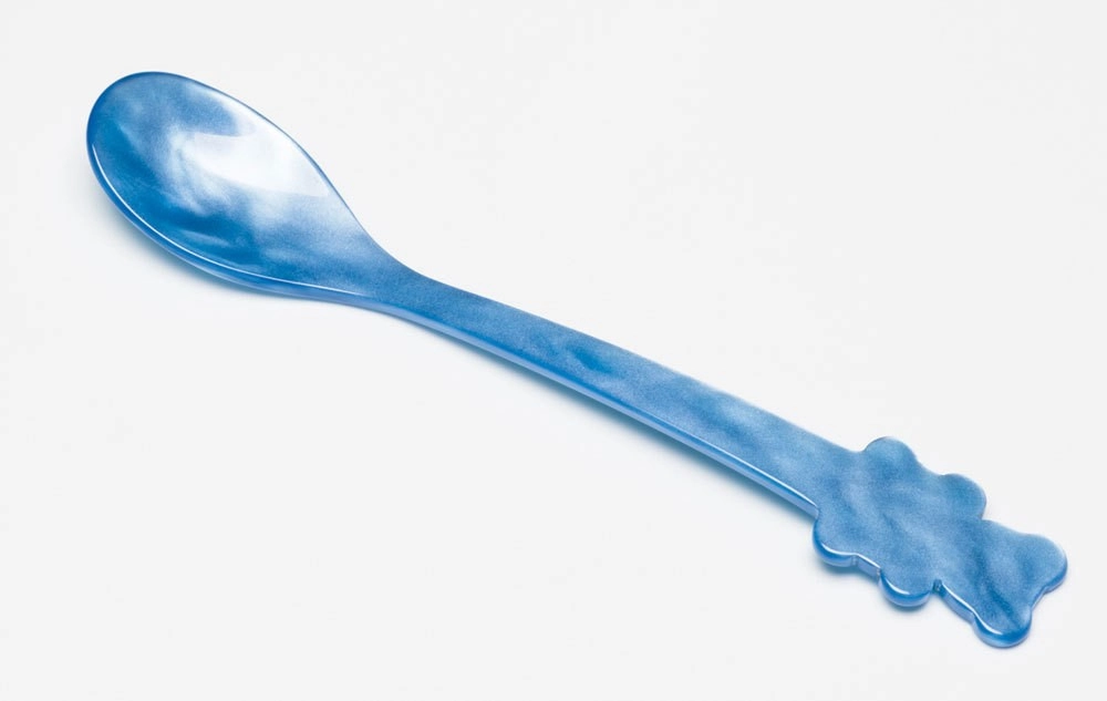 Heim Söhne Kinderlöffel Acrylglas Perlmutt Optik Bärchenlöffel Blau