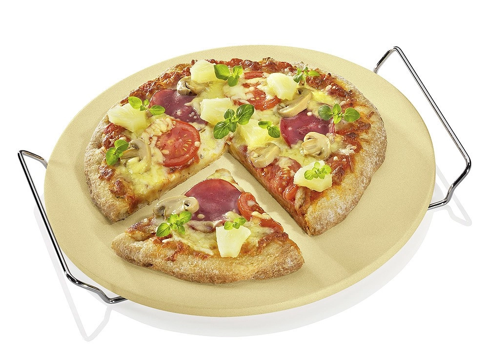 Küchenprofi Pizzastein rund mit Gestell 30cm
