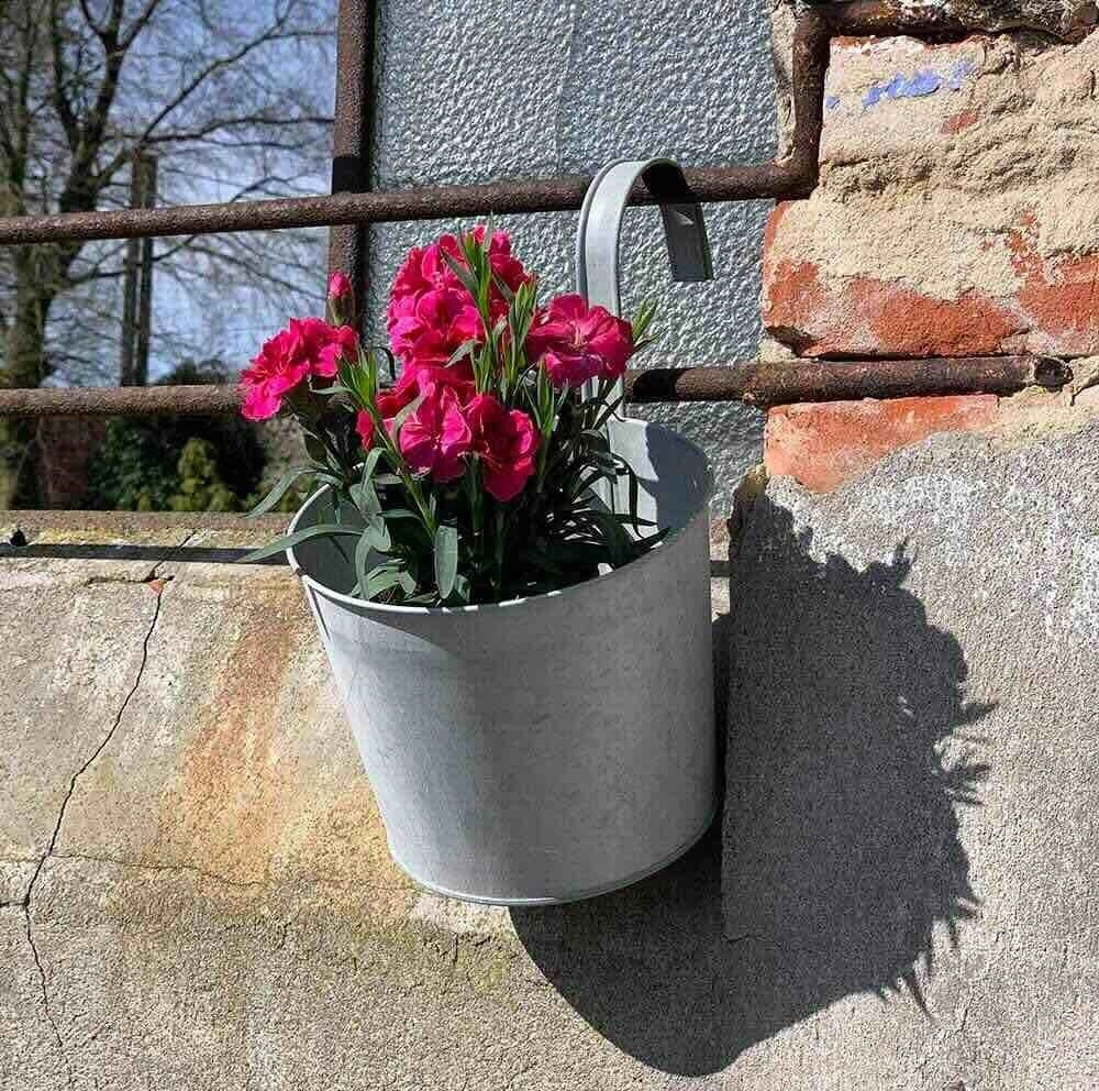 Hängetopf Zink Pflanztopf mit Haken Blumentopf Vintage Kräutertopf Balkon Garten