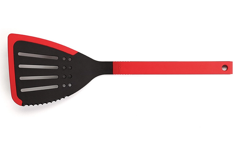 Woll Cook-It Jumbo Pfannenwender mit Silikonrand Schwarz Rot
