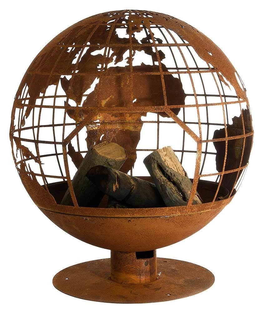 Feuerkorb Weltkugel Globus Feuerschale Eisen Rostig Lagerfeuer Feuerkugel Ø 60cm