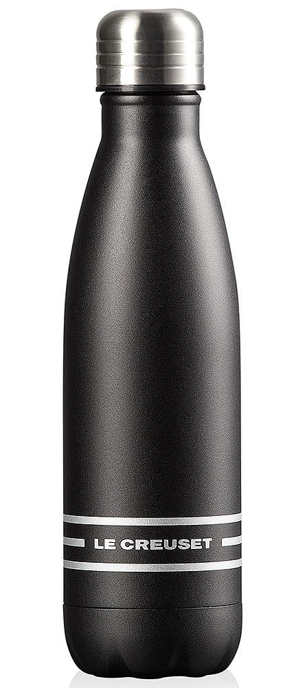 Le Creuset Trinkflasche Edelstahl Isolierflasche Schwarz Matt 500ml