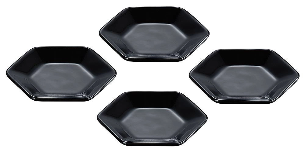 Le Creuset 4er-Set Saucenschälchen Hexagon Schwarz Steinzeug