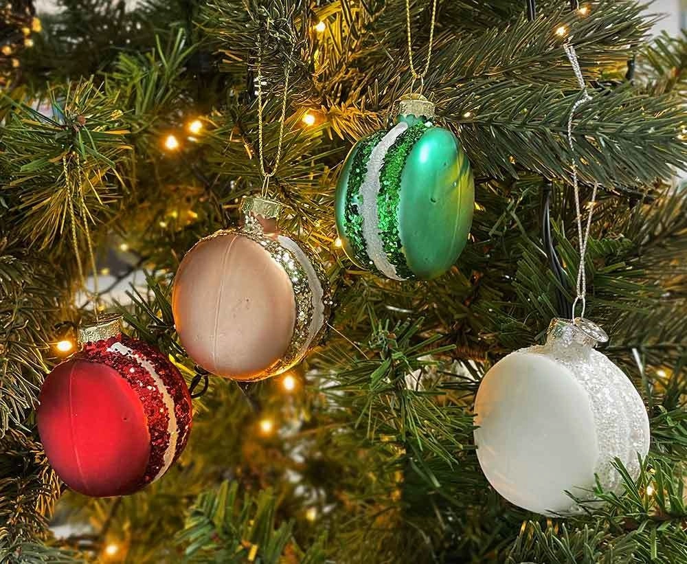 Christbaumschmuck Macarons 4 Stück Gebäck Christbaumanhänger Weihnachten