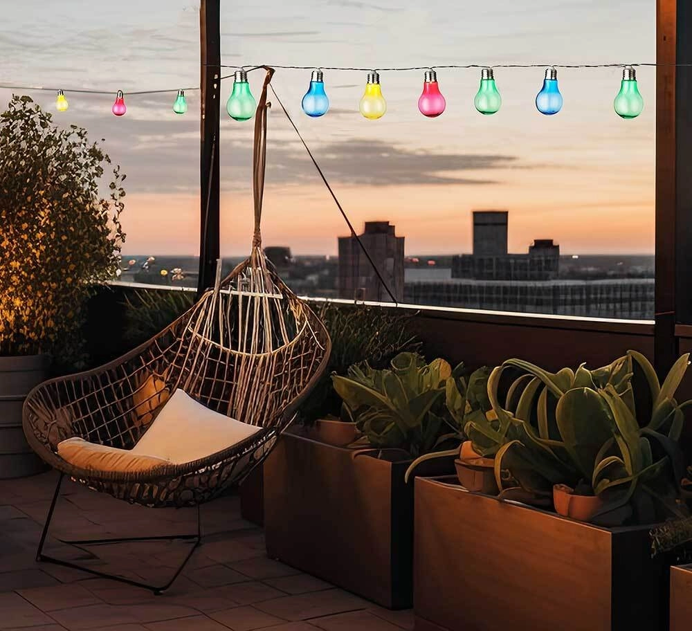 Solar Lichterkette Glühbirne 10 Stück Bunt Garten Partyleuchten für Pavillon