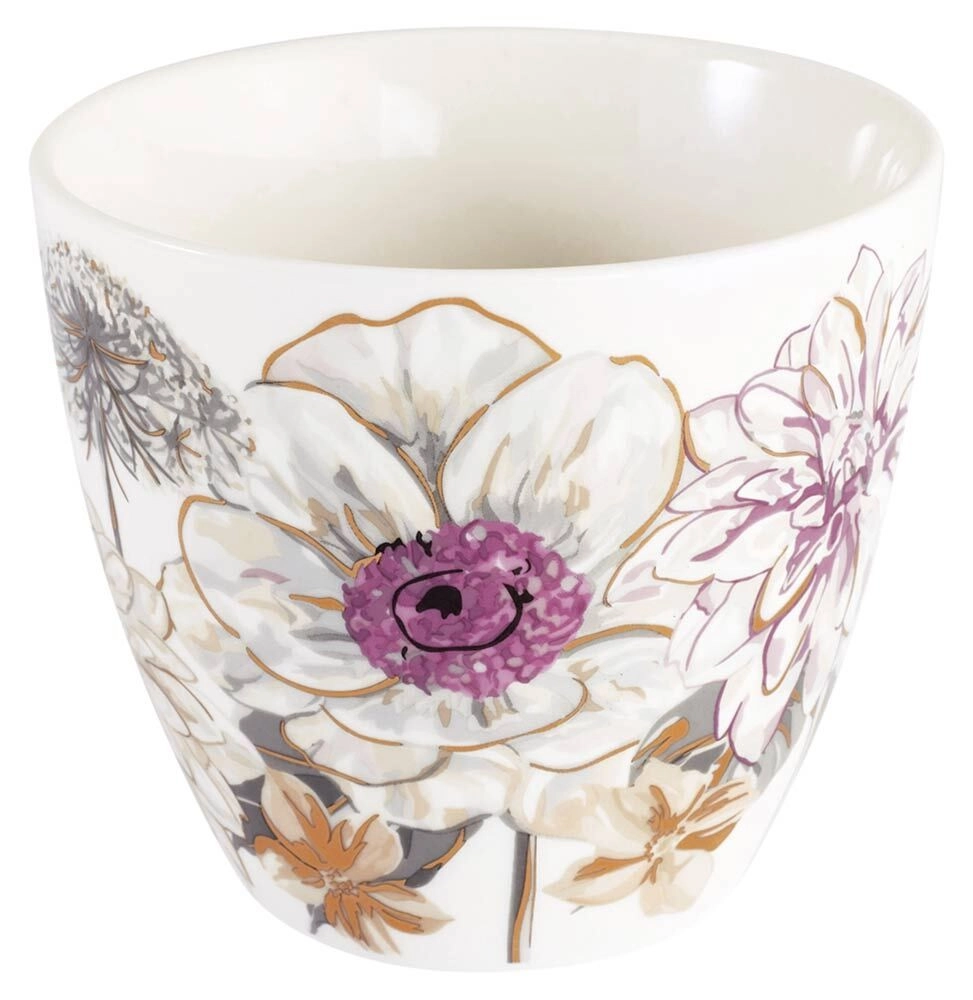 Greengate Latte Cup Estella White Blumen Tasse Steingut Weiß