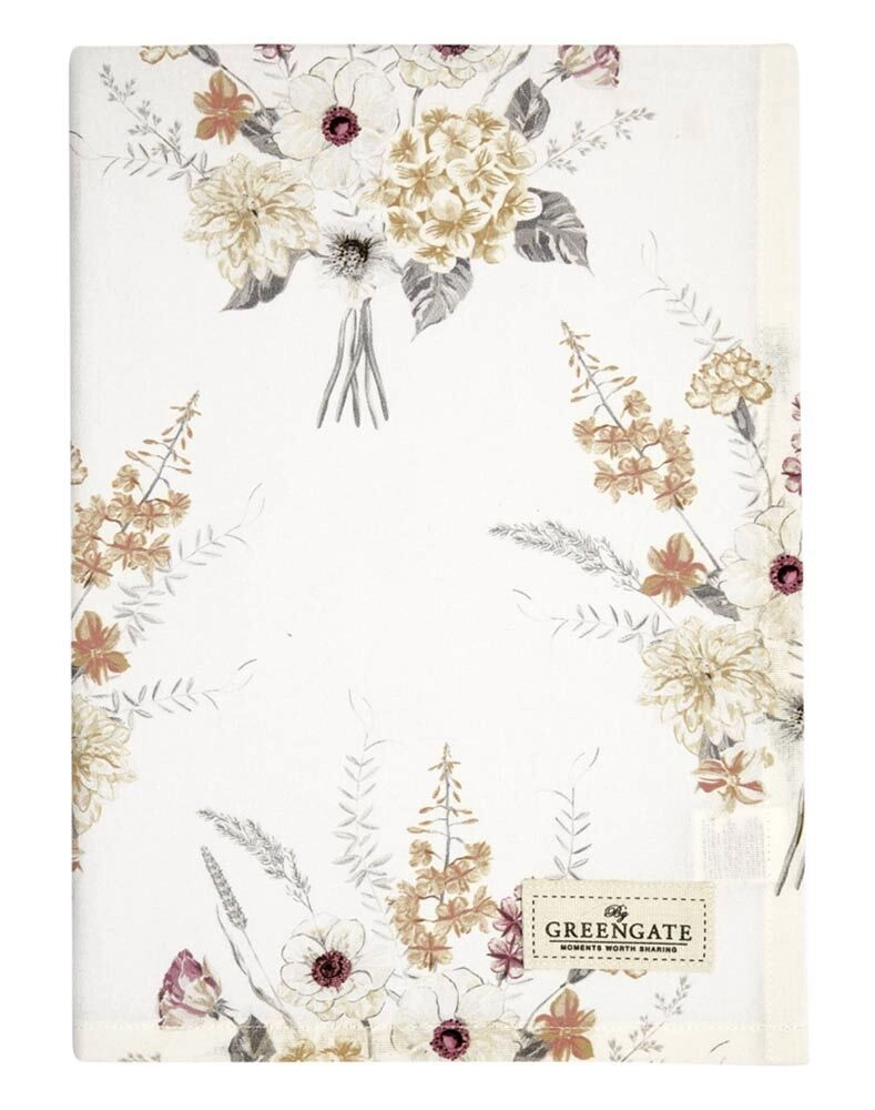 Greengate Geschirrtuch Estella White Blumen Weiß 50 x 70 cm