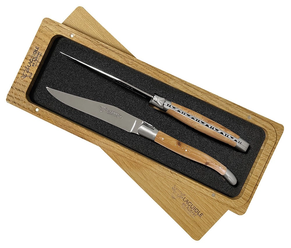 Laguiole en Aubrac Steakmesser Set 2-teilig Wacholder (Genévrier) 23 cm