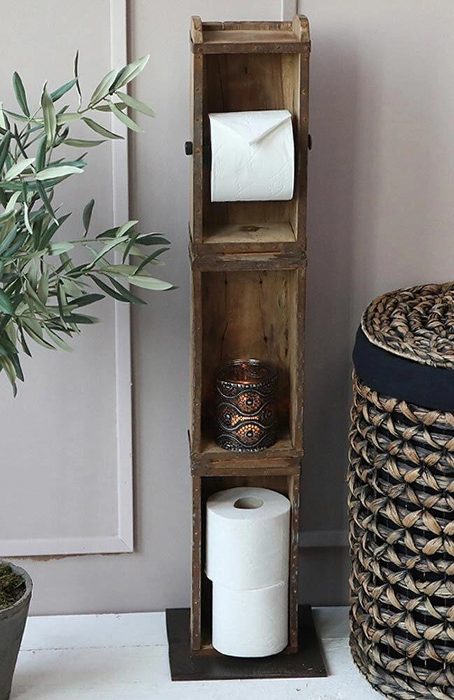 Chic Antique Stand Toilettenpapierhalter Ziegelformen Grimaud Antik-Stil Braun