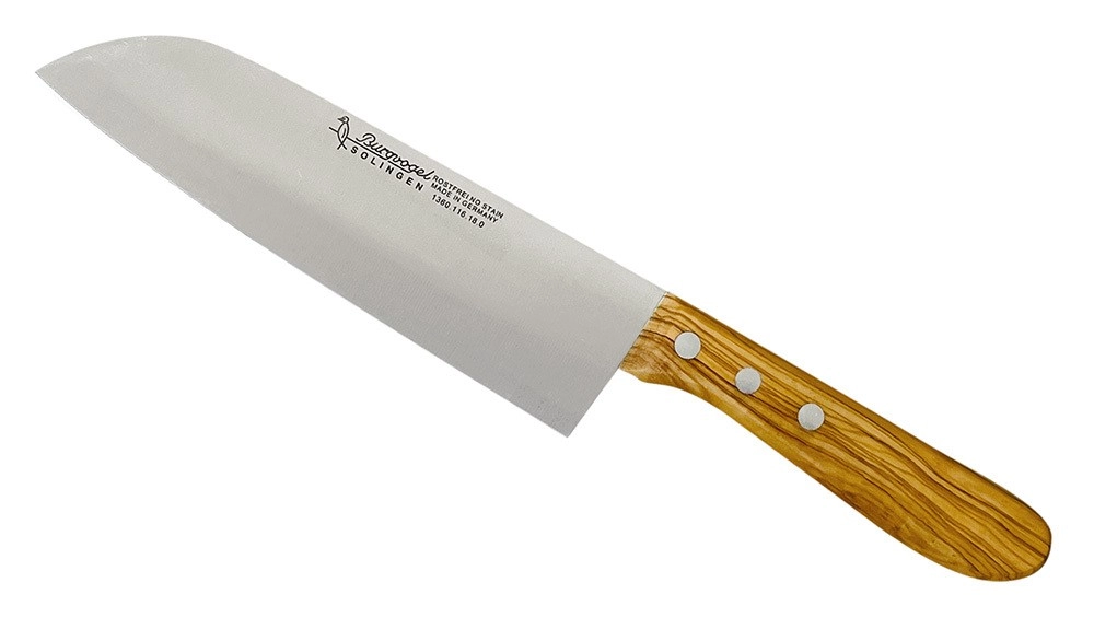 Burgvogel Santoku Messer Olivenholz Küchenmesser 18 cm