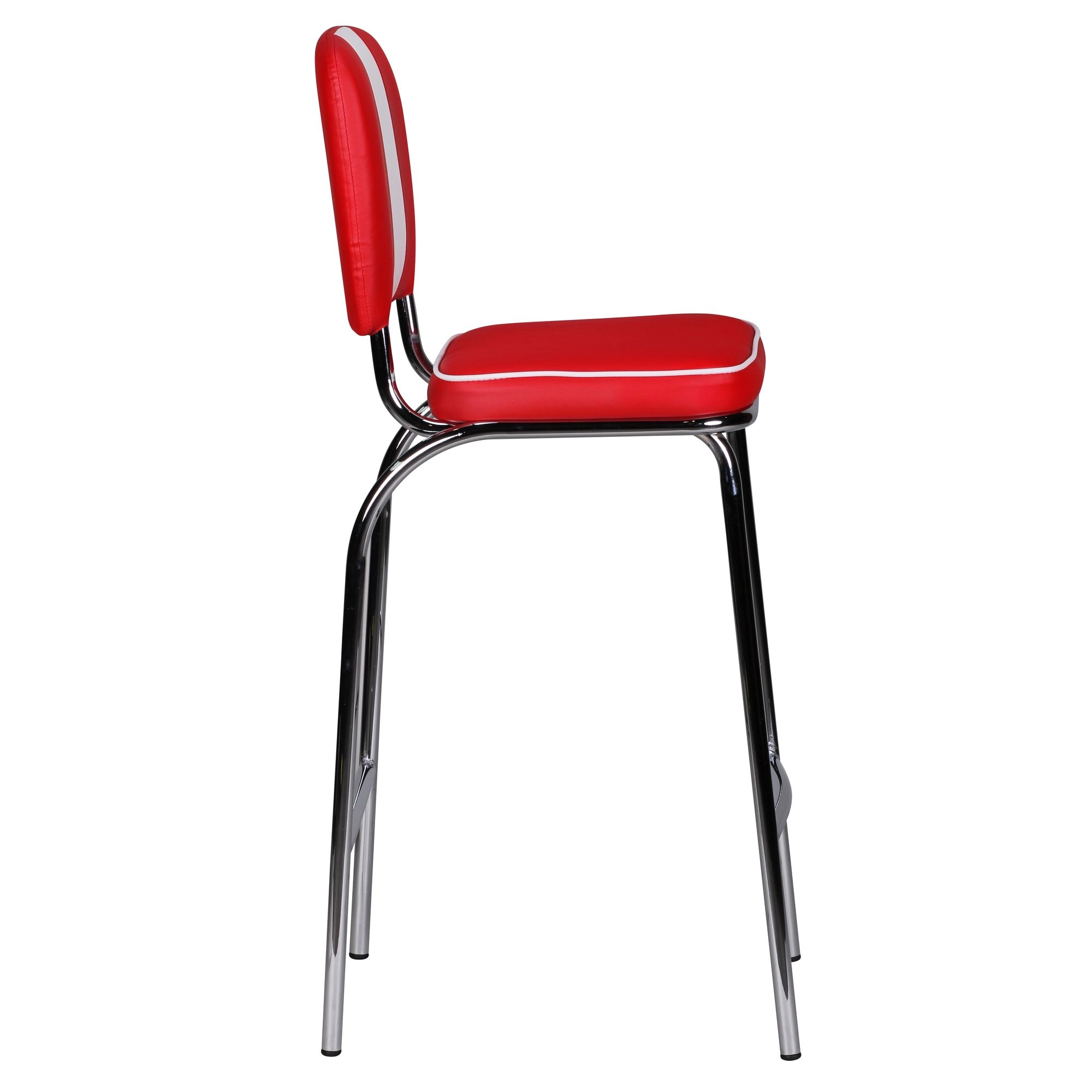 FineBuy Barhocker American Diner 50er Jahre Retro Barstuhl, Sitzfläche mit Rücken-Lehne, Fußstütze, Sitzhöhe 76 cm