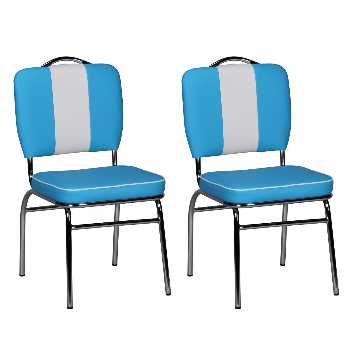 FineBuy 2er Set Esszimmerstuhl American Diner 50er Jahre Retro, Sitzfläche gepolstert mit Rücken-Lehne, Essstuhl